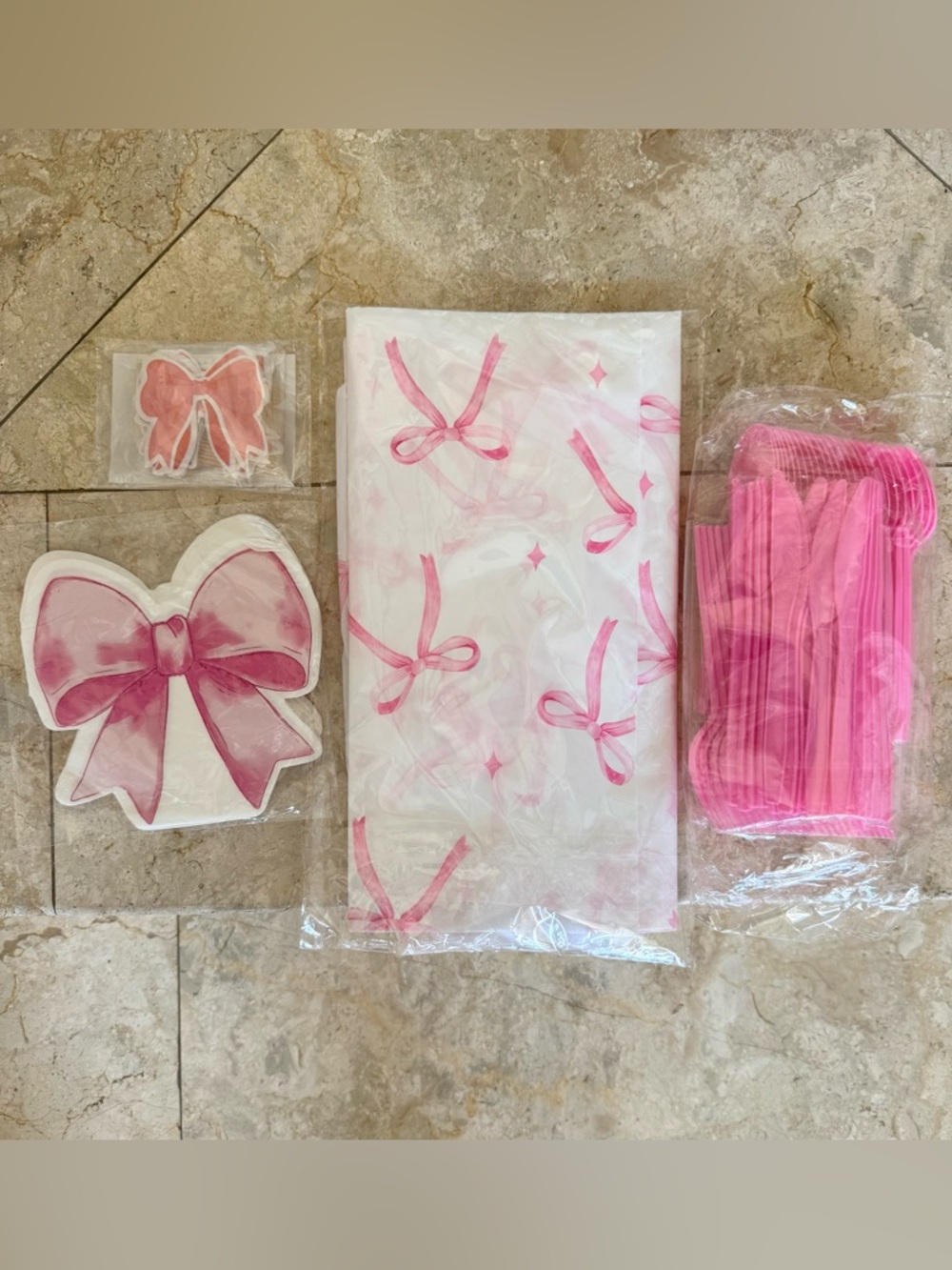 NEW Pink Bow Party Set - Decorative Pink Bow Napkins & Accessories